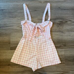 FOR LOVE & LEMONS Pink Gingham Romper | XS
